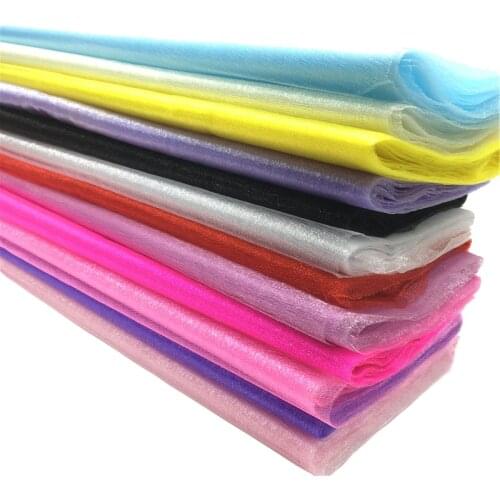Width 48cm 10m/lot Crystal Organza Tulle Roll Sheer Gauze Element for Wedding Decoration Home Event Party Arches Decor Supply