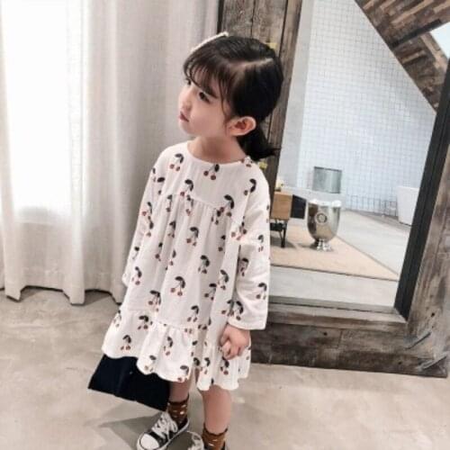 Spring New Cartoon Breathable Cotton Girl Dress Children Loose Casual Relaxing Baby Princess Dress Girls Dresses