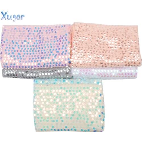 Xugar 45*145cm Sequin Mesh Fabric Shiny Sequin Sparkly Fabric For Clothes Dress Cushion Party Events Table Backgrount Decoration
