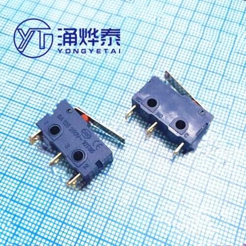 YYT 10PCS Small micro switch stroke switch KW11 KW12 13 with handle 3Pin blue black 5A125 250V
