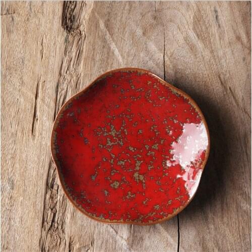 Knead by hand 9.5x2x5.5cm Quality Magic red JDZ china Hard ceramic kung fu tea set saucer pottery fashion european coffee saucer