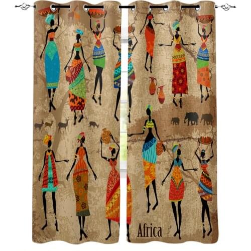 African Woman Dance Culture Vase Blackout Curtain for The Bedroom Living Room Kitchen Curtain Panel Study Blackout Curtain