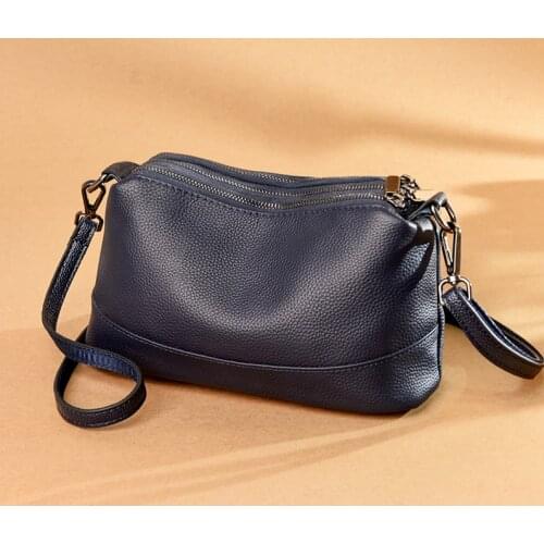 Genuine Leather Real Cowhide Fashion Shoulder Bag for Women 2021 New Leisure Crossbag Messenger Bag Ladies Travel Purses Handbag