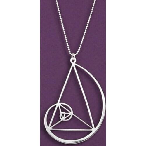 Golden spiral with golden triangle necklace Fibonacci pendant golden ratio