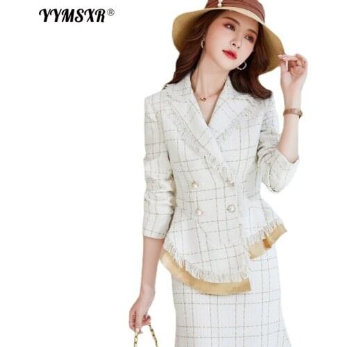 2021 High-quality Womens Suits Plus Size Autumn and Winter Elegant Professional Suit Fashion Skirt and Overalls 2-piece Set