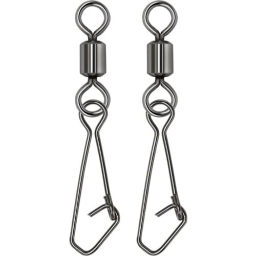 FOVONON 40pcs Fishing Connector Bearing Rolling Swivel Stainless Steel Snap Fishhook Lure Swivels Tackle Fishing Accessories