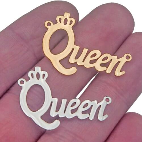 5pcs Stainless Steel Gold Queen Crown Connector Charms Diy Necklace Bracelet Women Men Gifts Jewelry Making Supplies Findings