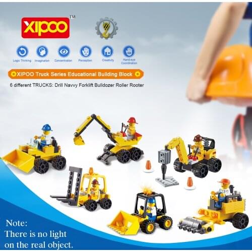 586pcs 6-in-1 XIPOO Truck Series Drill Roller Rooter Engineering Building Blocks Model Toys for Children Compatible Bricks Toy