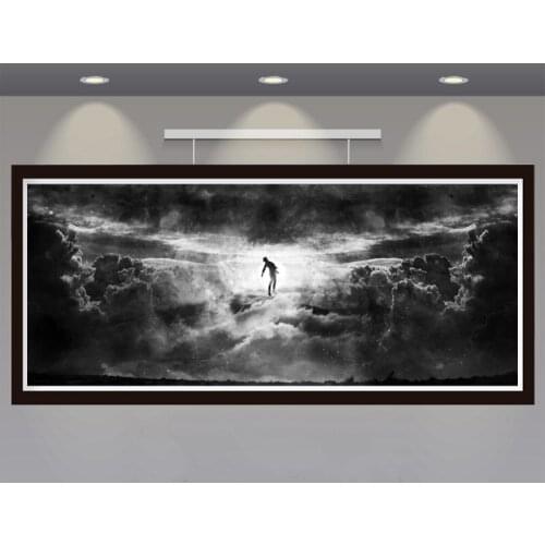 Alex Cherry Floating Clouds Monochrome Sun Surreall Silk Paintings Wall Decor Posters and Prints Living Room Art Home Pictures