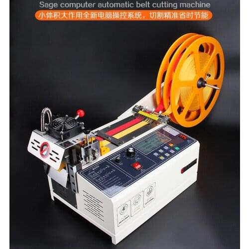 988T Computer Automatic Hot and Cold Cloth Belt Cutting Machine, Magic Adhesive Tape Zipper Webbing Machine Elastic Belt Cutting