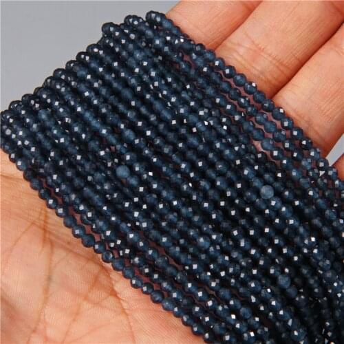 15'' Natural Blue Chalcedony Stone Beads Faceted Loose Spacer Beads For Bracelet Necklace Jewelry Making Finding Beadwork Gifts