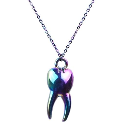 Skeleton Teeth Punk Necklaces For Women Men Skull Hand Pendant Necklace Decoration On The Neck Link Chain Hip Hop Jewelry Gifts