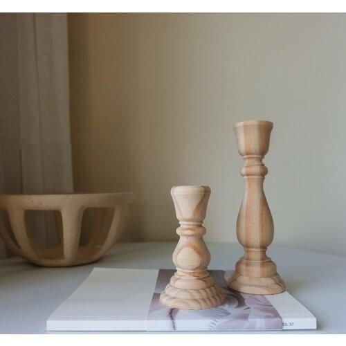 Wood Candle Holder For Wedding Decorations Candlestick Candelabros Vintage Candle Stand Nordic Candle Holder