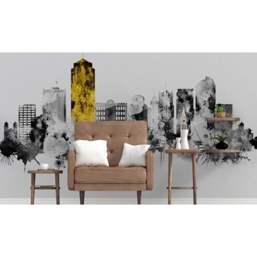 European Style 3D Minimalist abstract ink city architecture Wallpaper Living Room TV Backdrop Wall Mural Luxury Home Decor Wall