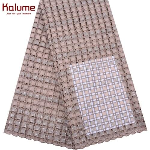 Kalume High Quality African Swiss Cotton Lace Fabric Skyblue Hole Nigerian Swiss Voile Lace Fabric Comfortable For Sewing F1977