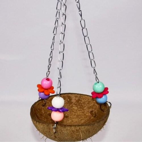 Bird Parrot Coconut Shell Swing Nests Pet Bird Hanging Swing Toy Birds Cage Pendant Parakeet Cockatiel Catch Cage Chewing Toys