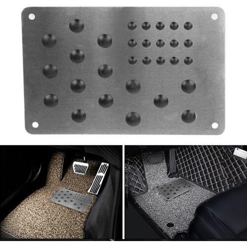LEEPEE Car Floor Mat Universal Silver Foot Heel Scuff Plate Anti-skid Pad Non-slip Carpet Patch Auto Alloy Plate