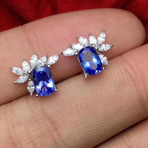 Best Gift Natural and Real Tanzanite Earring Natural And Real 925 sterling silver Tanzanite Earring
