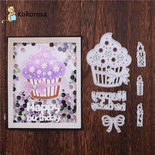 Kokorosa Happy Birthday Cake Metal Steel Cutting Dies Stencil for DIY Scrapbooking Paper/photo Cards Embossing Dies 2019 New