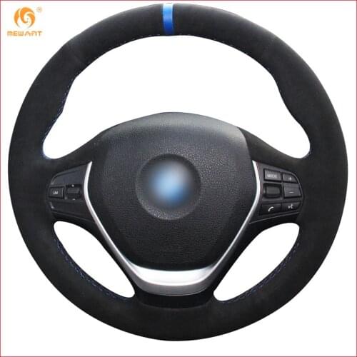 MEWANT Black Suede Blue Marker Car Steering Wheel Cover for BMW F20 2012-2018 F45 2014-2018 F30 F31 F34 2013-2017 F32 F33 F36