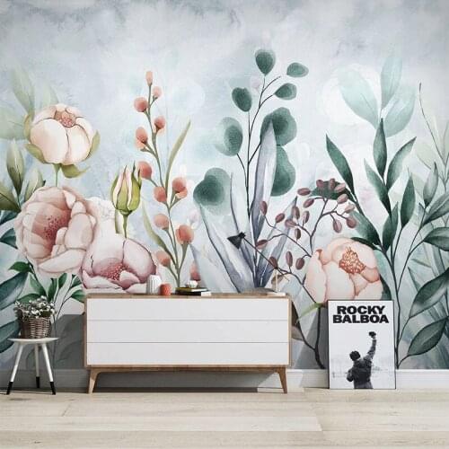 Custom Mural Wallpaper 3D Pastoral Flower Watercolor Plant Modern Living Room TV Background Wall Mural Papel De Parede Wallpaper