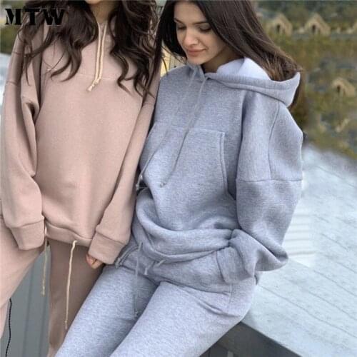 Autumn Winter Loose Hoodie And Harem Pants Two Piece Set 2020 Casual Long Sleeve Sport Suit Women Tracksuits
