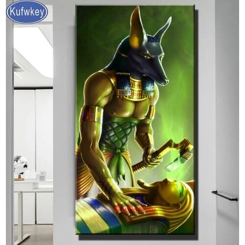 Full Square Round Diamond Embroidery Anubis Egyptian Pharaoh 5D DIY Diamond Painting Portrait Cross Stitch Home Decor Handicraft