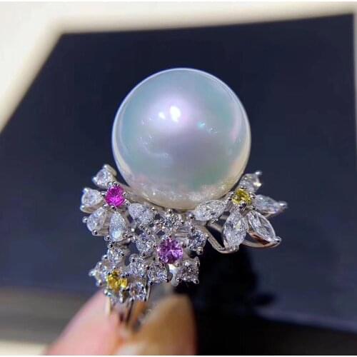 Flower 925 Sterling Silver Ring Finger Ring Settings Findings Base Adjustable Jewelry Parts Fittings Accessories for Pearls