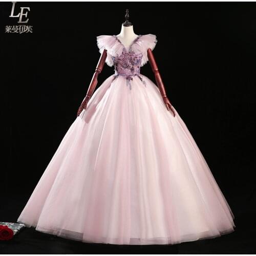 Pink butterfly sleeve embroidery flower beading court ball gown royal Medieval Renaissance Victorian dress Belle ball
