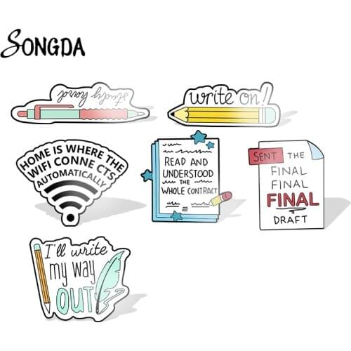 Pen Pencil Acrylic Pin Cute Stationery Badge Lapel Pin Book Post-it WiFi Brooches Brooch Resin Clothing New Fashion Jewelry Gift