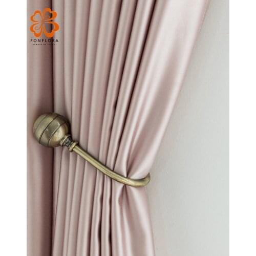 Modern Solid Silk Blackout Curtains for Living Room Luxury Shiny Thick Pink Drapes Girl Bedroom Panel Window Treatments Blinds