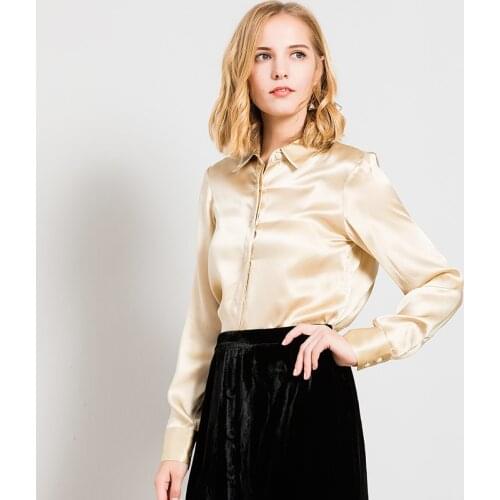 2020 Spring Real Silk Shirt Long-sleeve Women 100% Mulberry Silk Satin Blouse Top S M L XL XXL FREE SHIPPING