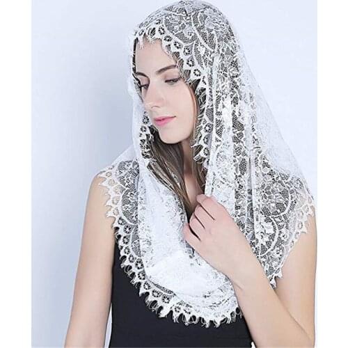Mantilla negras vela negra Voile Dentelle 2019 white Lace Veils Mantillas for Church Headcovering HeadWrap Catholic Latin Mass