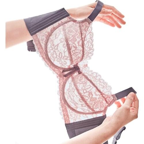 Womens Underwire Full Coverage Non Padded Plus Size Sexy Lace Embroideried Bra Soft Cups Female Lingerie 32 34 36 38 40 B C D E