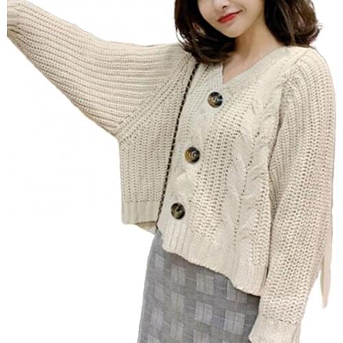 Women Cardigan Autumn Winter Long Sleeve Twist Knitted Sweater Jumper Buttons Cardigan Knitting Sweater Fashion Korea свитер