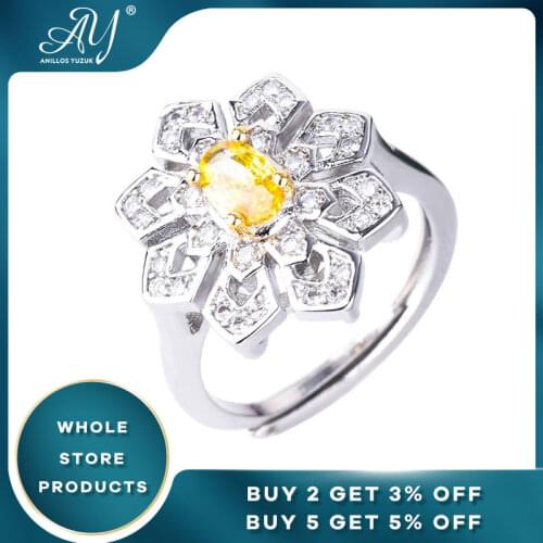 Anillos Yuzuk Real 925 Sterling Silver Flower Topaz The Engagement Rings For Women Wedding Anel Aneis Fashion Party Personalized