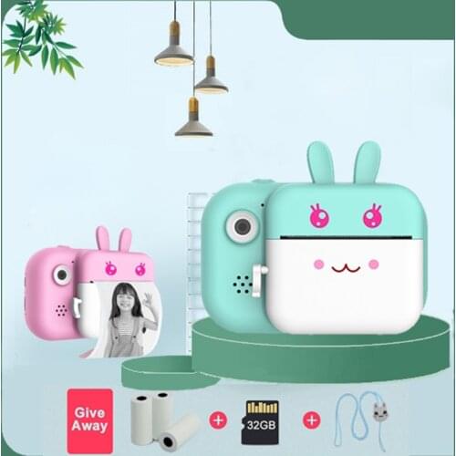 LCD Display 1080P HD DIY Instant Digital Mini Camera Child Camera Automatically Print Black And White Photos Kids Christmas Gift