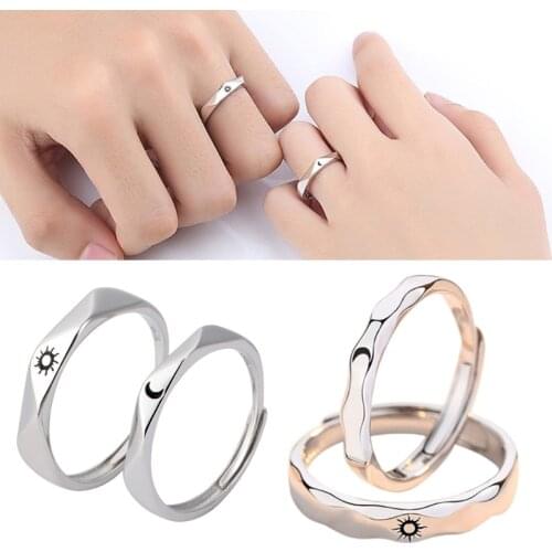 1Pair Sun Moon Lover Couple Rings Set Promise Wedding Bands Men Women Jewellery