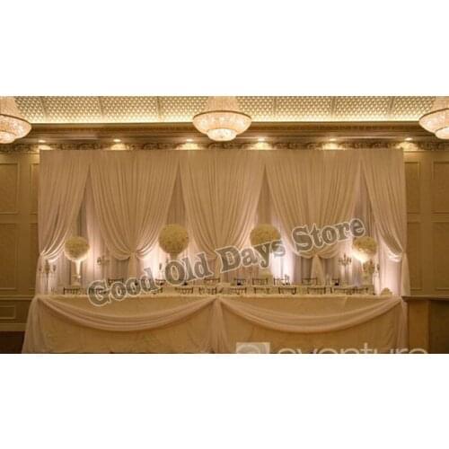 10ft x 20ft Pure White Wedding Backdrop Stage Curtain Drapes Wedding Props