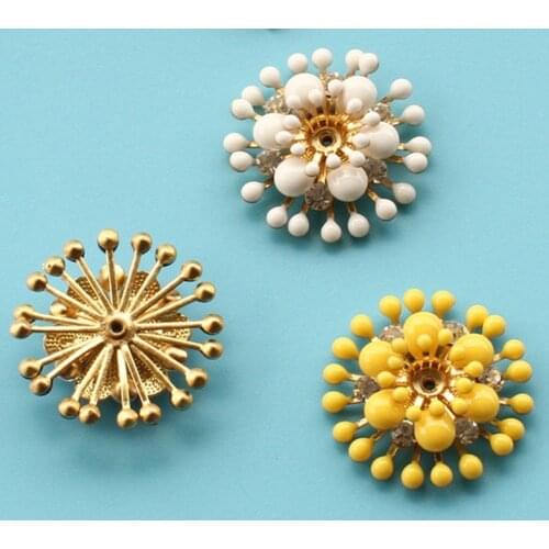 10pc Drop oil rhinestones decorative buttons round flower metal Buttons Home Garden Crafts Scrapbooking DIY Accessories