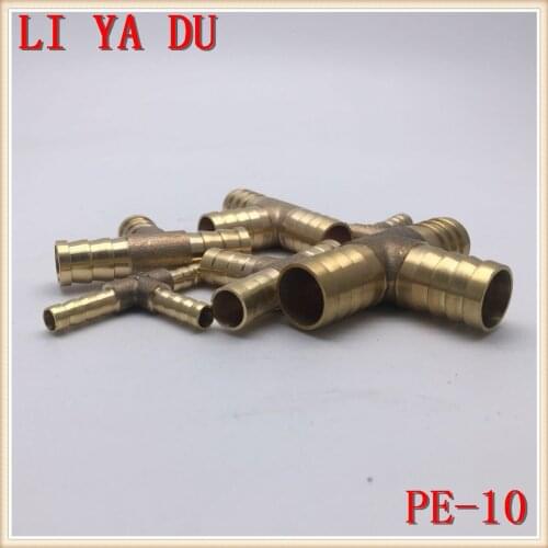 10pcs/lot PE10 Copper pagoda joint Brass joint/water pipe joint/gas joint PE-10 Brass Pipe Fitting 3-Way T type