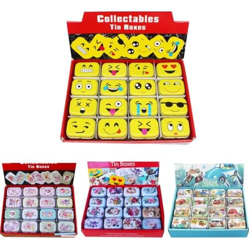 12Pieces/Lot Cute Cartoon Mini Tin Box With Lid Portable Mac Lipstick Jewelry Headphones Storage Boxes Iron Candy Case Organizer