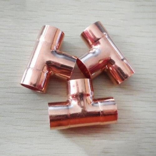 16mm Inner Dia x1.5mm Thickness Copper Equal Tee Socket Weld End Feed Coupler Plumbing Fitting Water Gas Oil