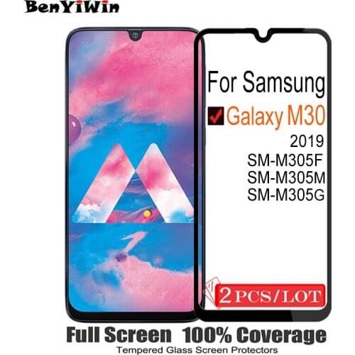 2PCS Original Full Cover Screen Protector Tempered Glass For Samsung Galaxy M30 9H On Protective Case Film For Galaxy M 30 Glass