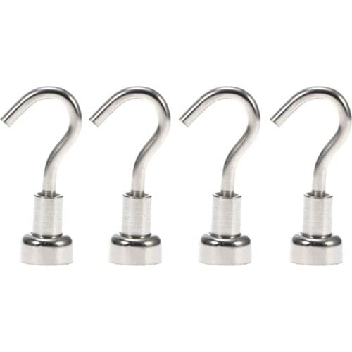 4pcs Magnetic Hooks Powerful Heavy Duty Neodymium Magnet Refrigerator Surfaces Not Scratch ALI88