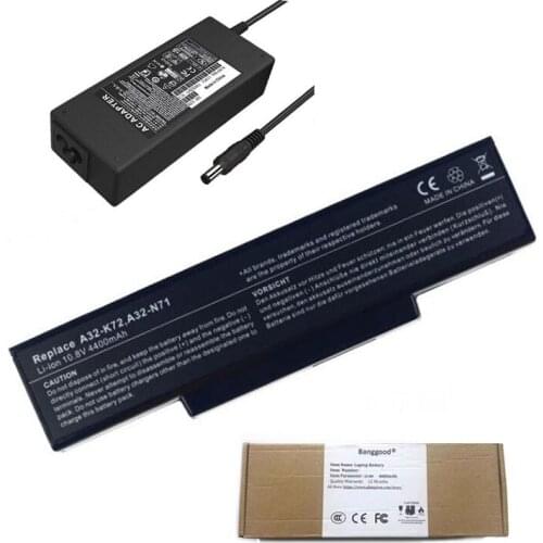 4400mAh A32-K72 A32-N71 Laptop Battery + 19V 4.74A AC Charger for Asus K72 K72F K72D K72DR K73 K73SV K73S K73E N73SV X72 X73 N71