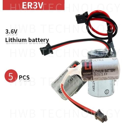 5PCS/lot 100% Original New ER3V 3.6V 1200mAh PLC Battery With Black Plug size 14.5*25.5mm Free Shipping