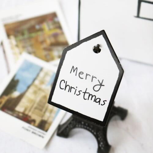 50pcs Gift Packaging Label Tags House Shape Merry Christmas White Paper Gift Tags Happy New Year DIY Handmade Paper Label Cards