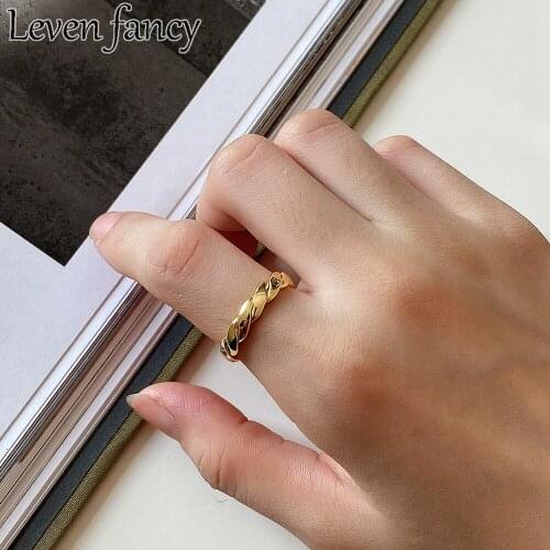 925 Sterling Silver Ring Twisted Cross Ring Adjustable Rope 18k Gold Ring For Women Elegant Fine Jewelry 925 Silver Europe Wild