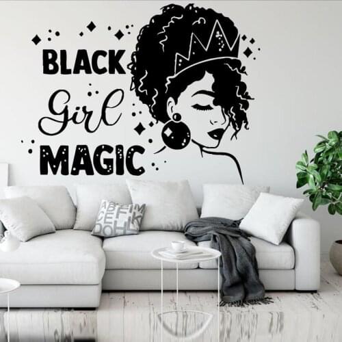 Afro Girl Magic Wall Art Decal Beautiful Girl Beauty Decor African Women Decal Blessed Room Gifts Vinyl Stickers E340